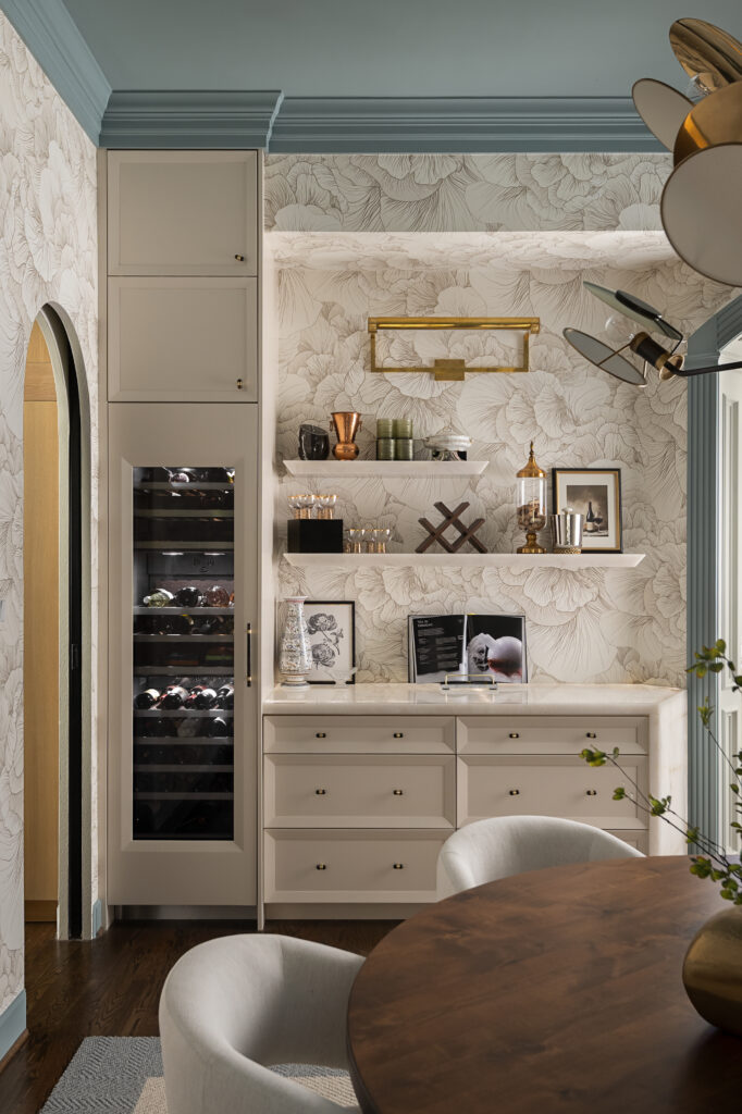  Dining and entertaining vignette at Fernside Manor designed by CW Interiors in The Woodlands Texas.