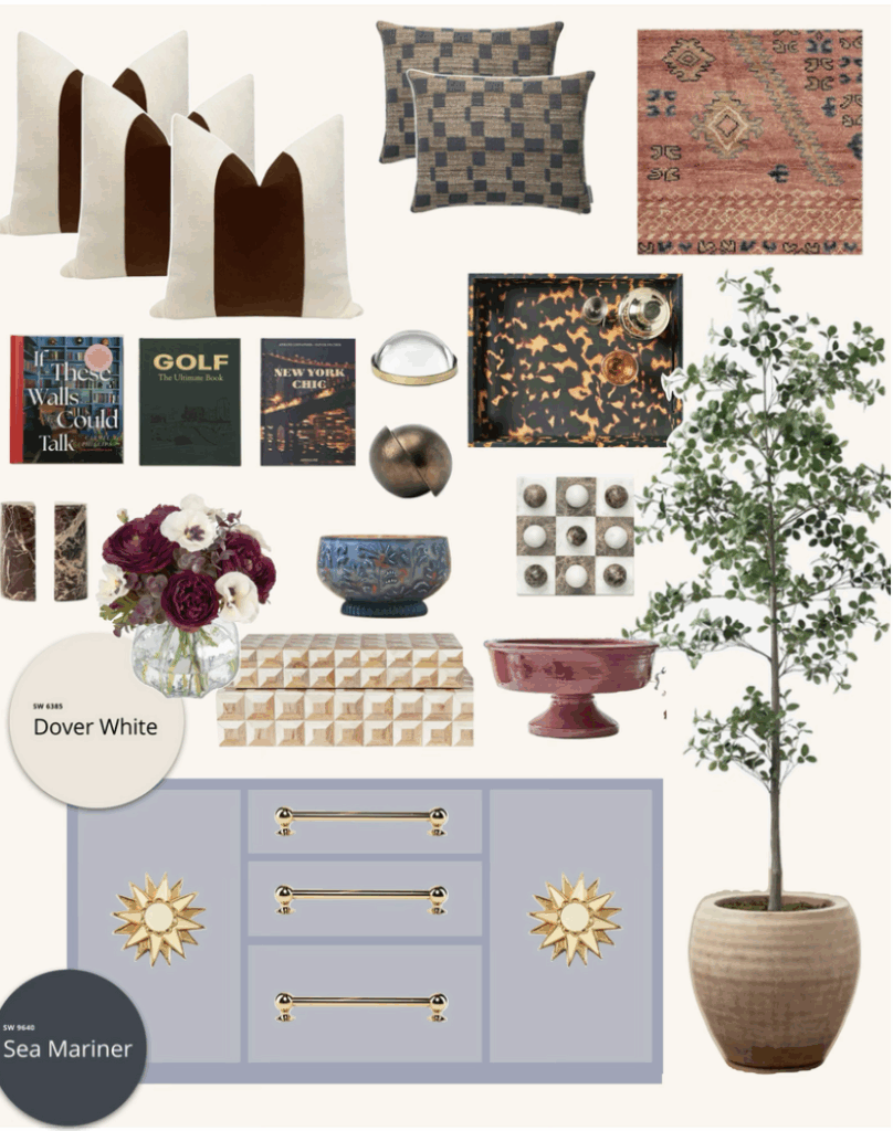 CW Interiors comprehensive moodboard for multi-room guidance in a virtual design package.