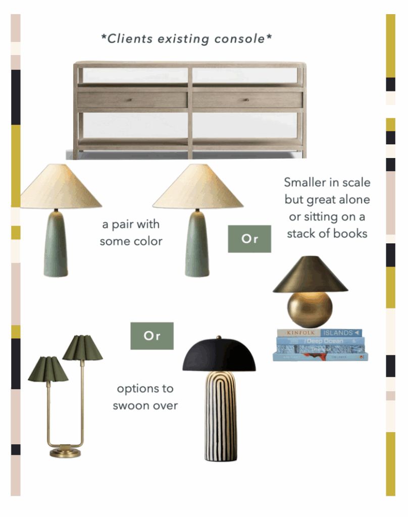 Sample moodboards from CW Interiors virtual design consultation for a single room project.